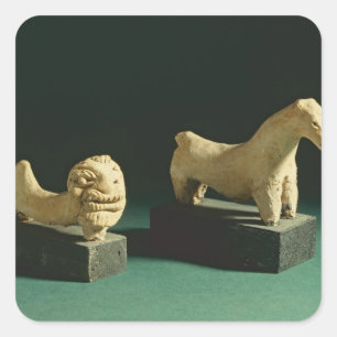Sticker Carré Lion et cheval en terre cuite, Mohenjodaro 2300-17