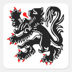 Sticker Carré Lion flamand.