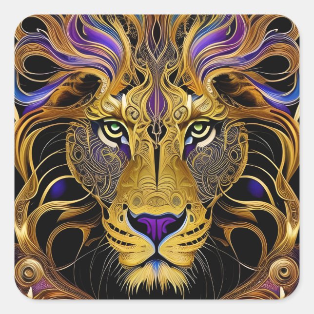 Sticker Carré Lion Gold Filigree (Devant)
