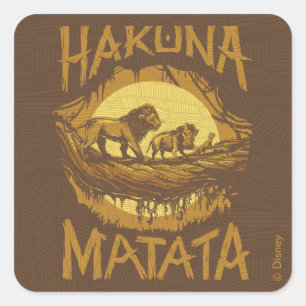Sticker Carré Lion King Design de coupe de bois "Hakuna Matata