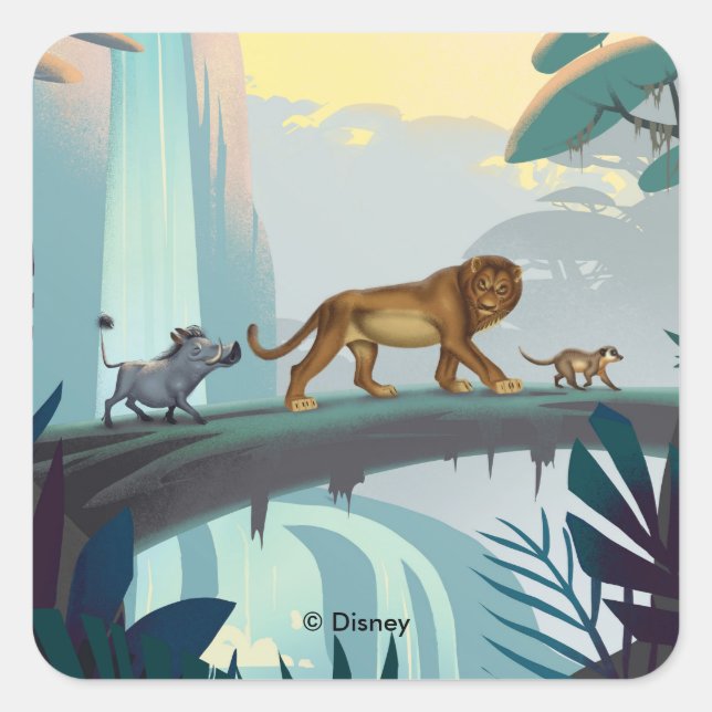 Sticker Carré Lion King | Journal des passages de Pumbaa, Simba  (Devant)