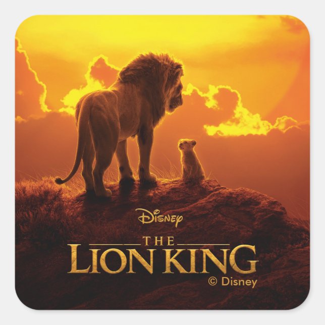 Sticker Carré Lion King | Mufasa & Simba au coucher du soleil (Devant)