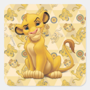 Sticker Carré Lion King   Simba sur le Motif triangle