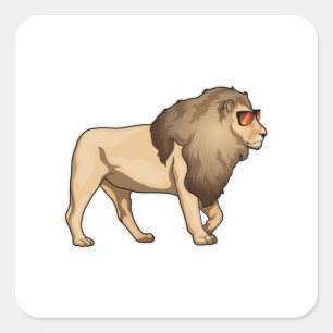 Sticker Carré Lion Lunettes de soleil