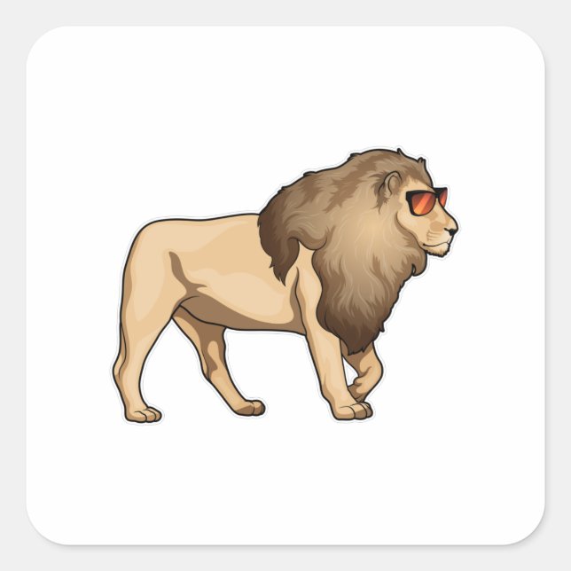 Sticker Carré Lion Lunettes de soleil (Devant)