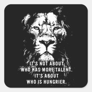 Sticker Carré Lion - Mots Motivationnels - Inspiration