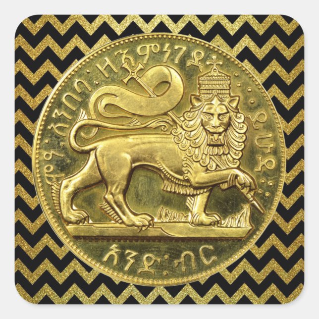 Sticker Carré Lion of Judah Jah Rastafari Rasta Roots (Devant)