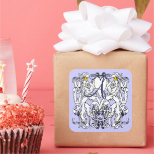 Sticker Carré Lion Rampant Renaissance Mariage