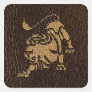 Sticker Carré Lion simili cuir