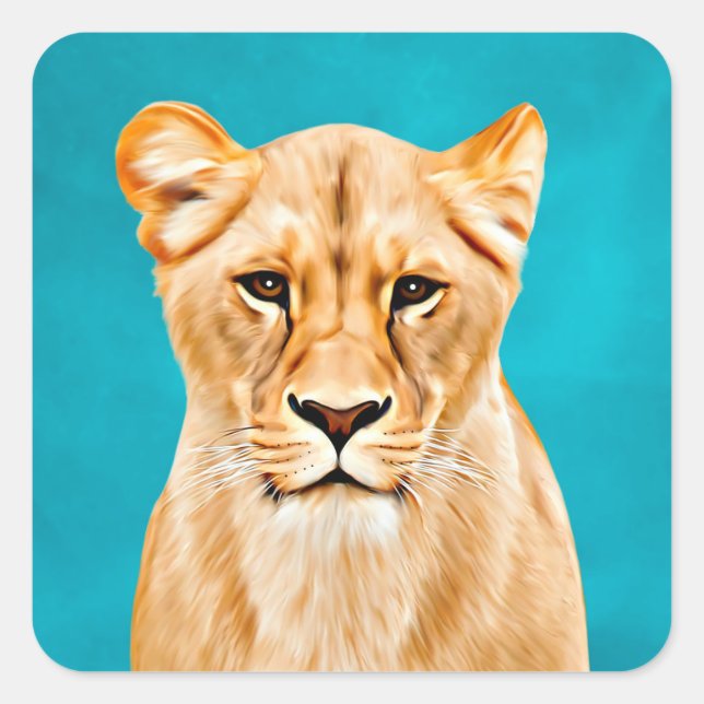 Sticker Carré Lioness Portrait Peinture Wild Life Amateurs Cadea (Devant)