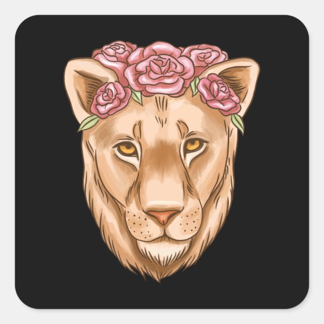 Sticker Carré Lionne aquarelle (Devant)
