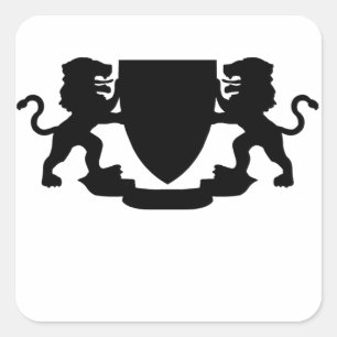 Sticker Carré Lions héraldiques et bouclier