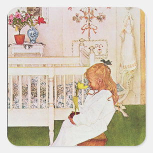 Sticker Carré Lisbeth avec tulipe jaune