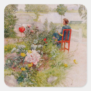 Sticker Carré Lisbeth dans le Jardin des Fleurs