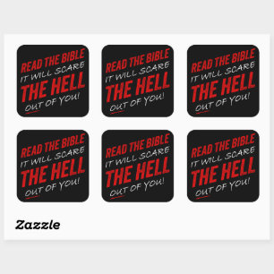 Sticker Carré Lisez la Bible - Ça vous effraiera l'enfer