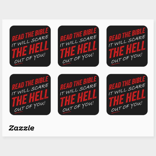 Sticker Carré Lisez la Bible - Ça vous effraiera l'enfer (Feuille)