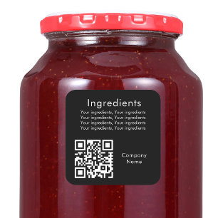 Sticker Carré Liste des ingrédients des produits noirs code qr é