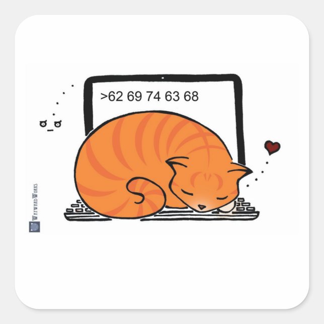 Sticker Carré Lit Cat Ordinateur Portable (Tabby Orange) (Devant)