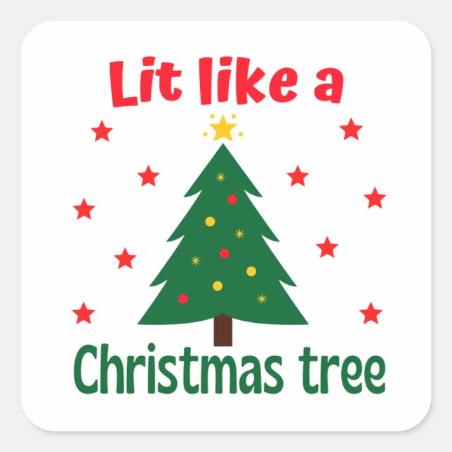 Sticker Carré Lit Comme Un Arbre De Noël Noël (Devant)