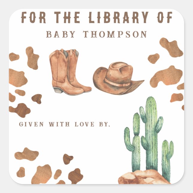 Sticker Carré Little Cowboy - POUR LA BIBLIOTHÈQUE DE (Devant)