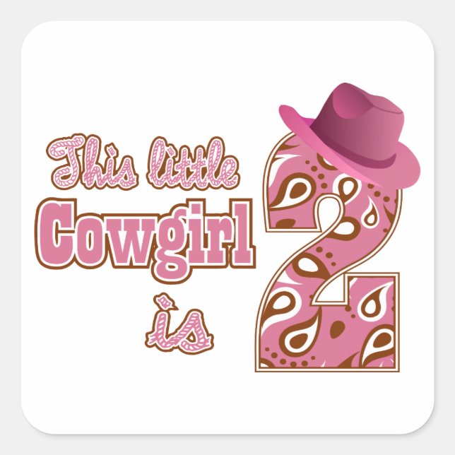 Sticker Carré Little Cowgirl 2e anniversaire (Devant)