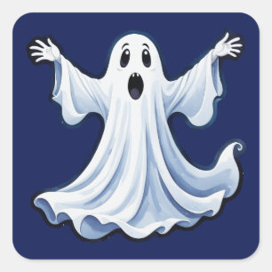 Sticker Carré Little Éffrayant Ghost - Halloween 11 - Fun Fun