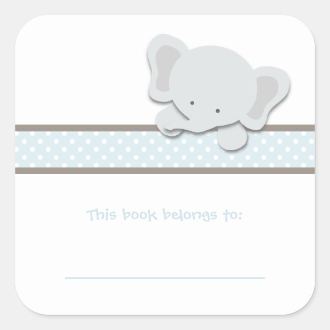 Sticker Carré Little Elephant {Blue} | Plaques (Devant)
