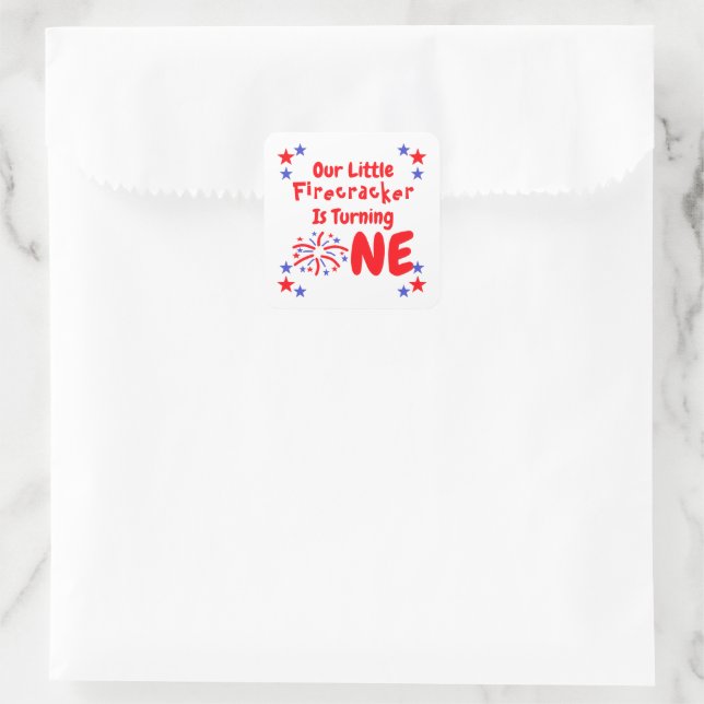 Sticker Carré Little Firecracker 1er anniversaire (Sac)
