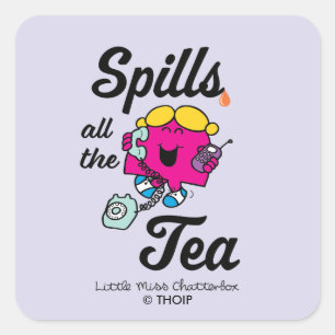 Sticker Carré Little Miss Chatterbox Déverse Tout Le Thé
