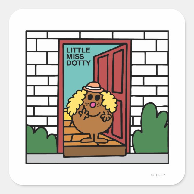 Sticker Carré Little Miss Dotty | Porte ouverte (Devant)