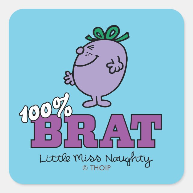 Sticker Carré Little Miss Naughty 100% Brat (Devant)