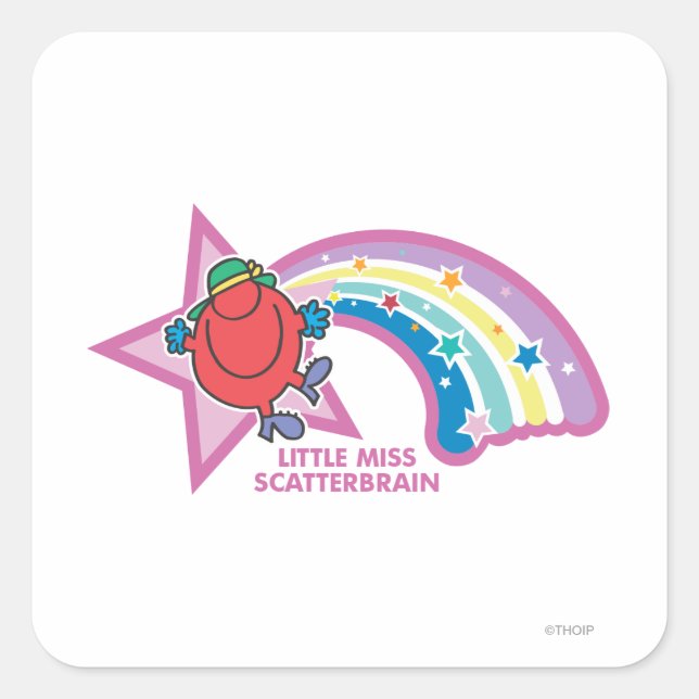 Sticker Carré Little Miss Scattercerveau | Arc en ciel et étoile (Devant)
