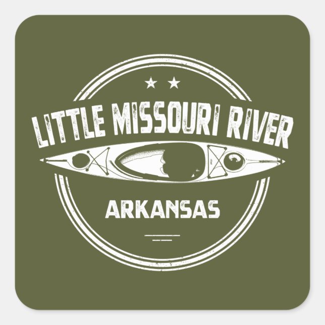 Sticker Carré Little Missouri River Arkansas Kayak (Devant)