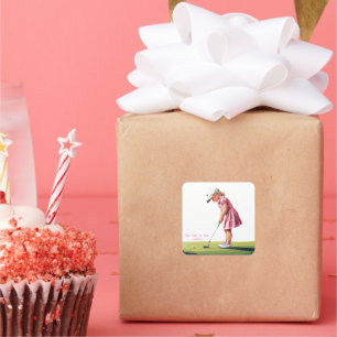 Sticker Carré Little Pro En rose : Anniversaire sur le vert