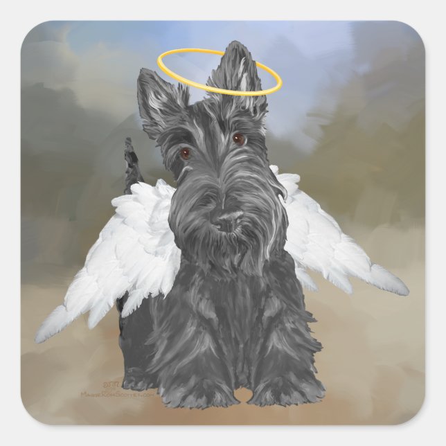Sticker Carré Little Scottie Angel (Devant)