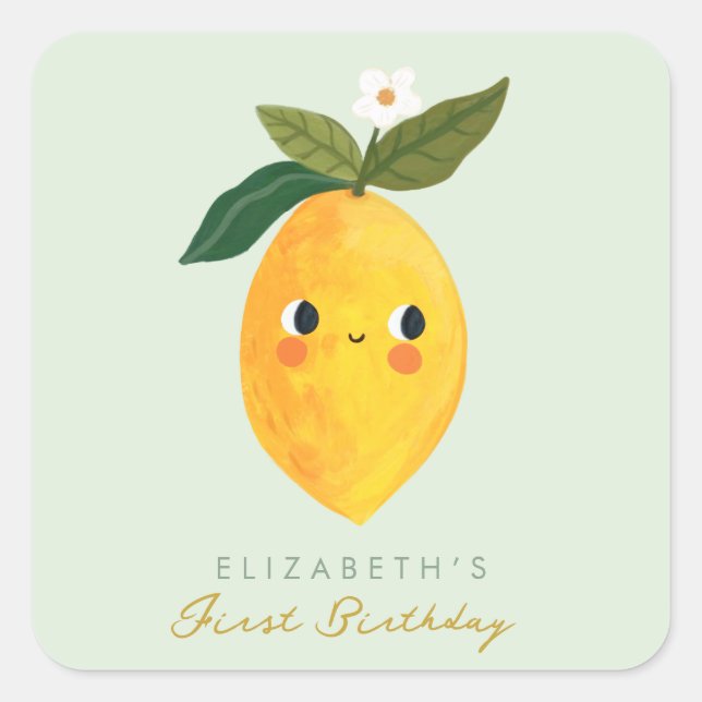 Sticker Carré Little Sweetie Lemon Premier anniversaire (Devant)