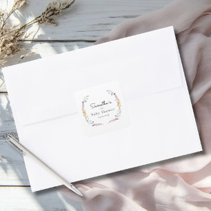 Sticker Carré Little Wildflower Boho Dream - Baby Shower