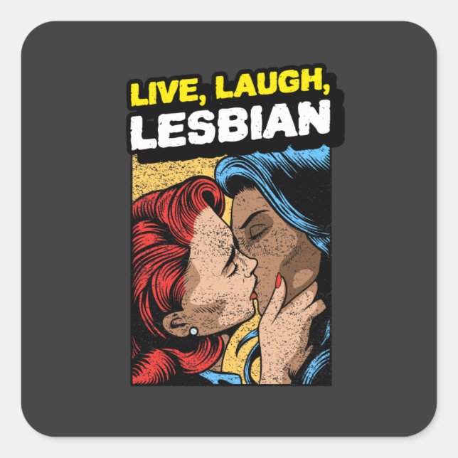 Sticker Carré Live Love Lesbian (Devant)