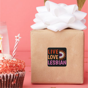 Sticker Carré Live love lesbienne boho arc-en-ciel célébrer la d