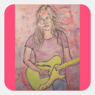 Sticker Carré Live Music Girl Sketch