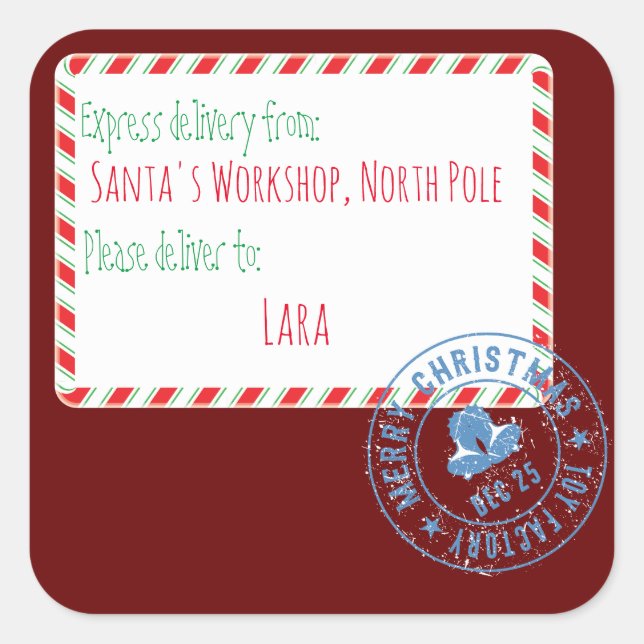 Sticker Carré Livraison de l'atelier père Noël (Devant)