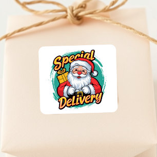 Sticker Carré Livraison spéciale du Père Noël