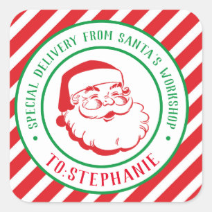 Sticker Carré Livraison spéciale pour enfants personnalisés Noël