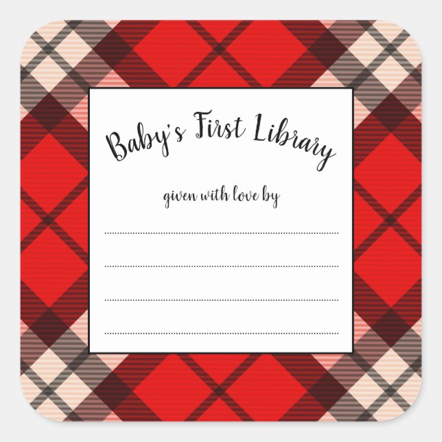 Sticker Carré Livre de baby shower rouge de lisier (Devant)