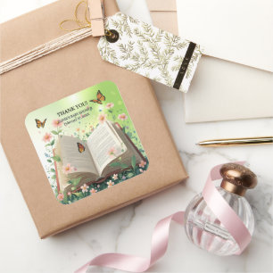 Sticker Carré Livre de Jardin moderne Baby shower Floral