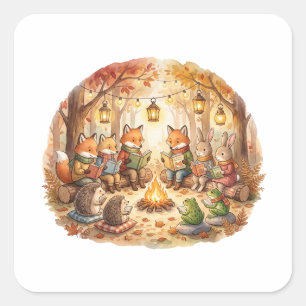 Sticker Carré Livre de la forêt   Coussin cottagecore de la forê