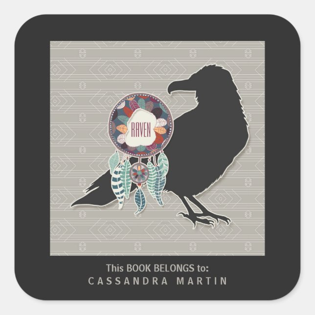 Sticker Carré Livre de l'esprit animal amérindien Raven (Devant)