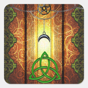 Sticker Carré Livre païen de sorts de magie noire Wiccan & Sorce