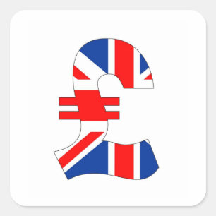 Sticker Carré livre symbole monétaire argent royaume-uni drapeau