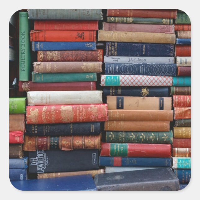 Sticker Carré Livres Lire l'amour vieux livres (Devant)